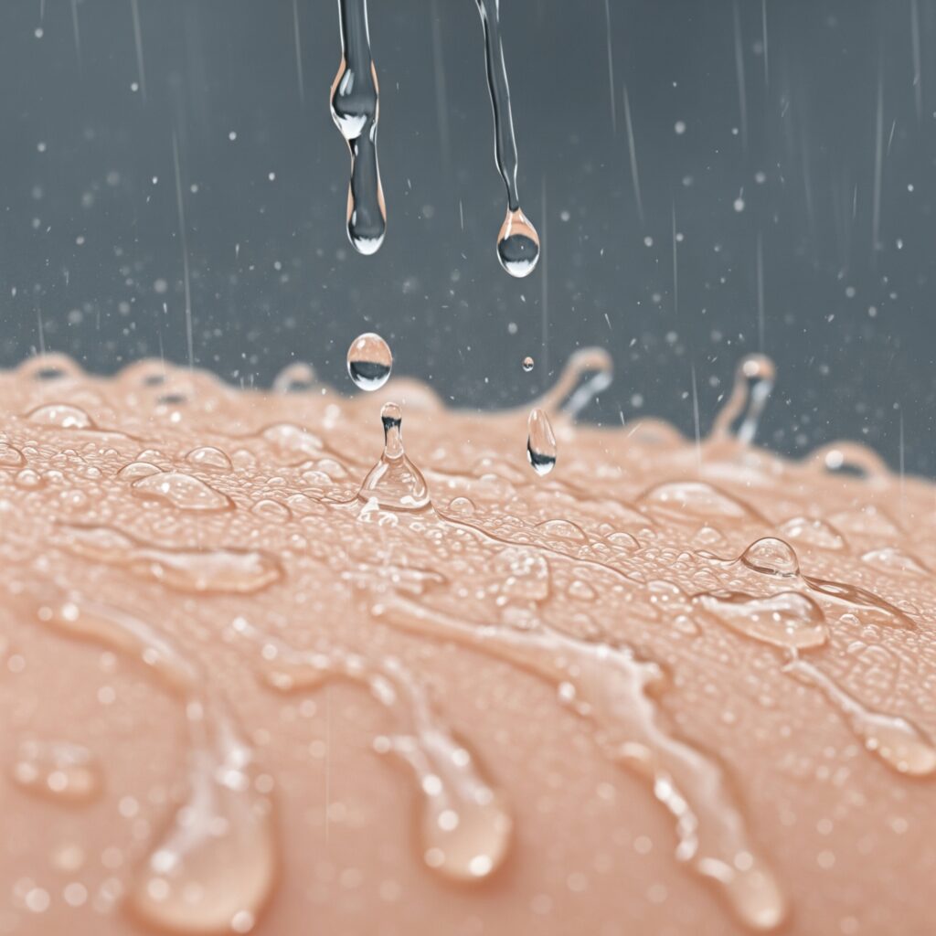 Water hitting the skin